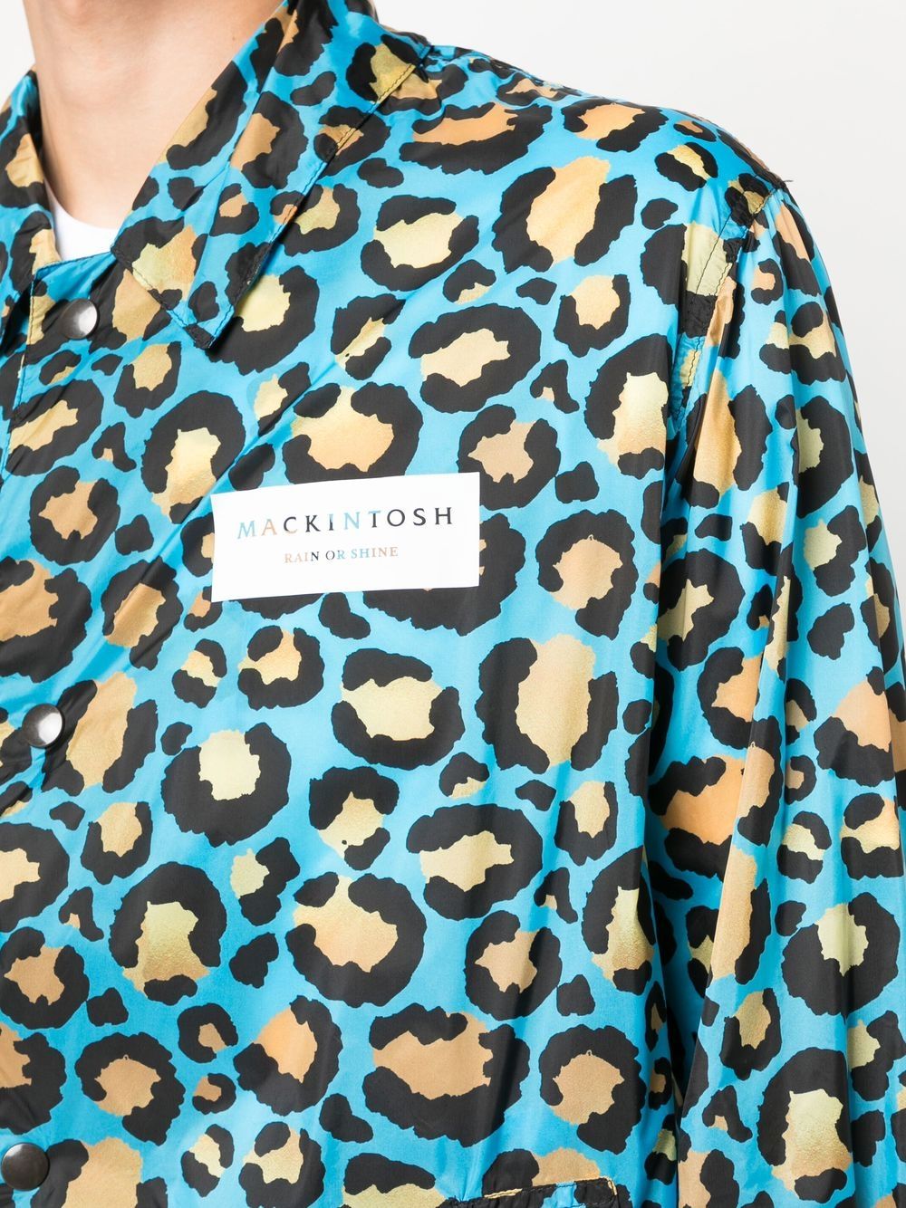 Shop Mackintosh Leopard-print Shirt Jacket In Blue