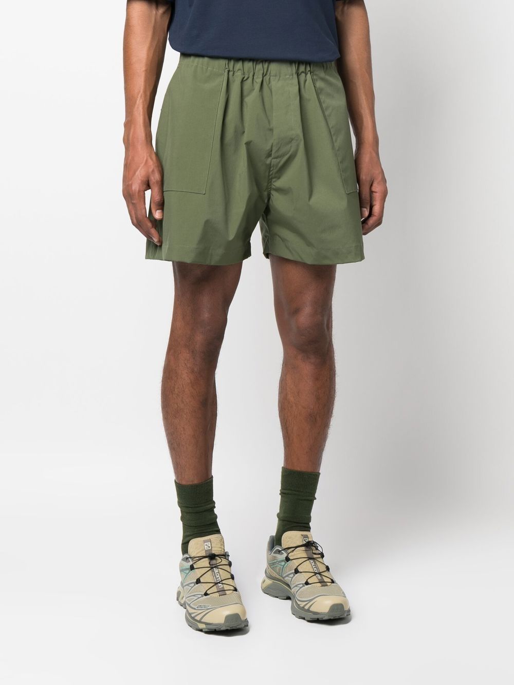 Shop Mackintosh Captain Elasticated Waistband Shorts In Green