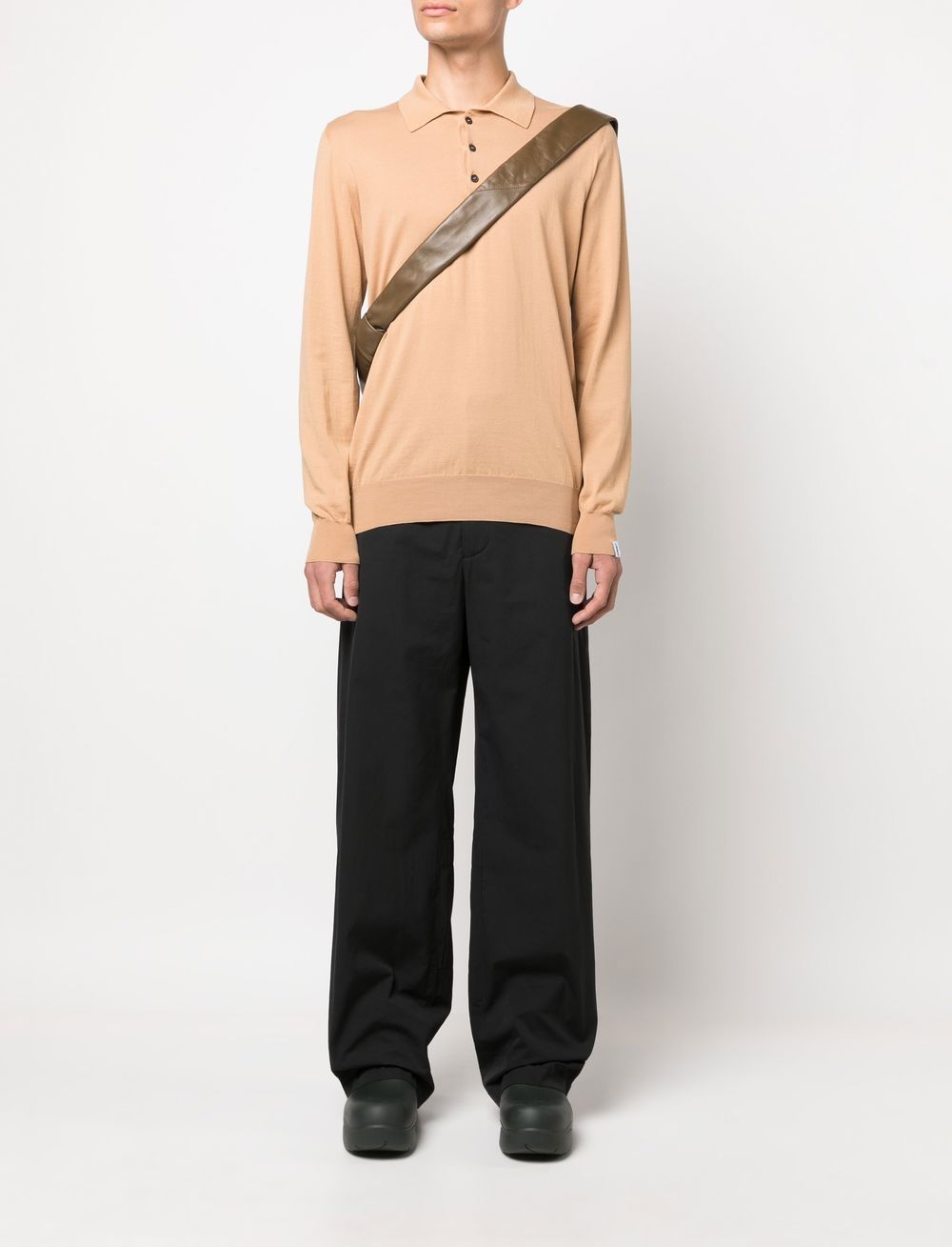 Shop Mackintosh Long-sleeve Polo Shirt In Neutrals