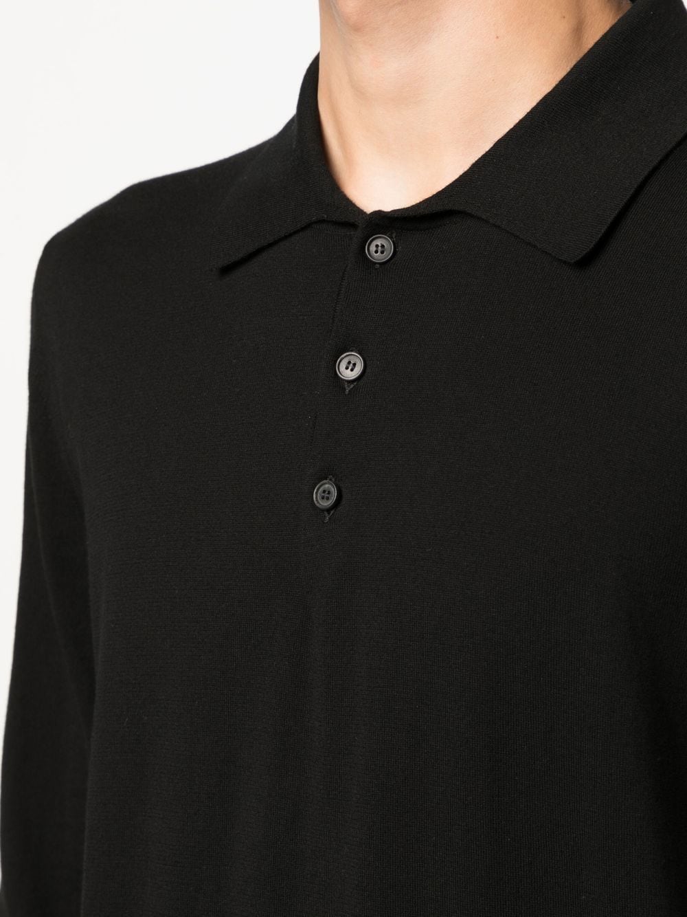Shop Mackintosh Long-sleeve Polo Shirt In Black