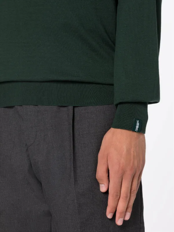 Bottle Green Cotton Long Sleeve Polo Shirt
