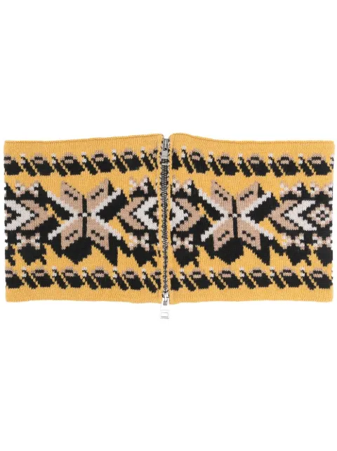 intarsia-knit zip-up neckband
