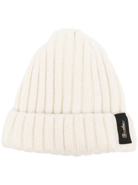 Borsalino logo-patch ribbed cashmere beanie
