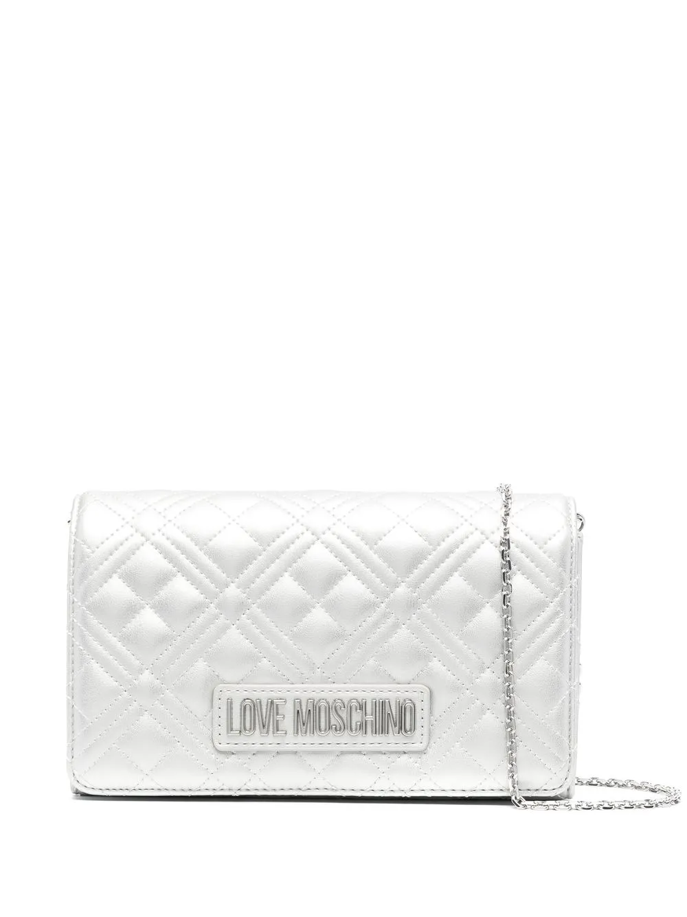 

Love Moschino logo-lettering quilted crossbody bag - Silver