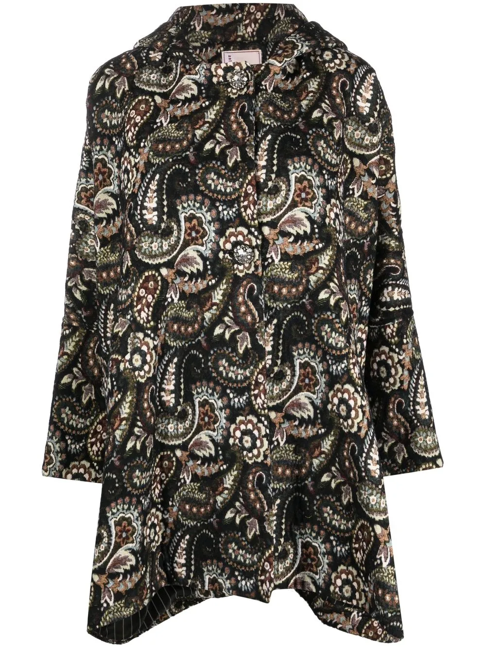 

Antonio Marras paisley-print oversize hooded coat - Black