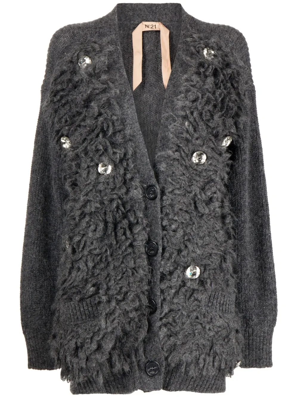 

Nº21 crystal embellished V-neck cardigan - Grey