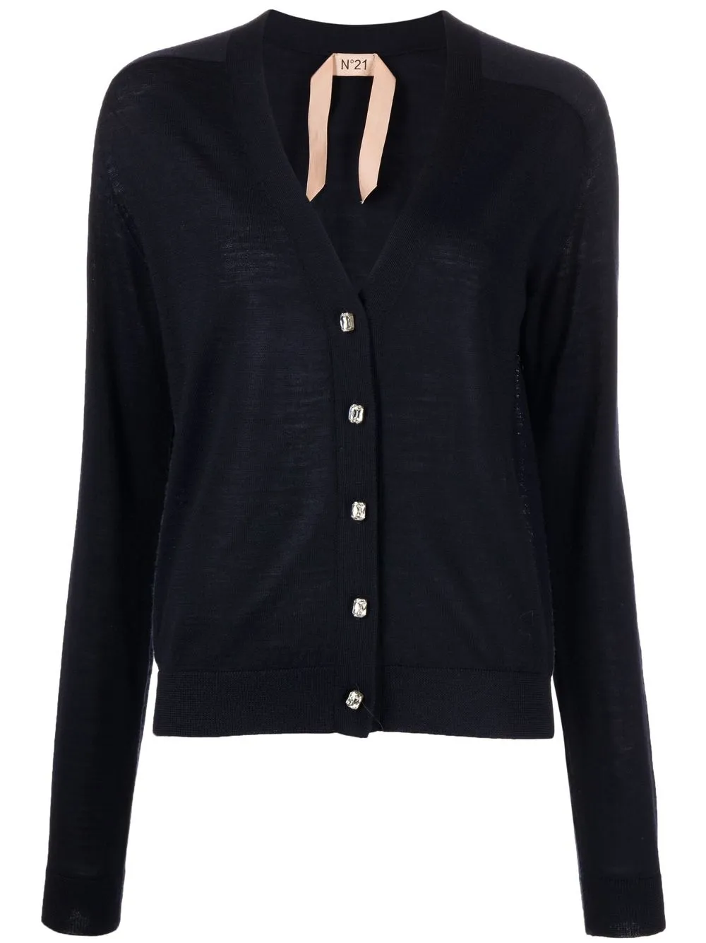 

Nº21 virgin wool crystal-button cardigan - Blue