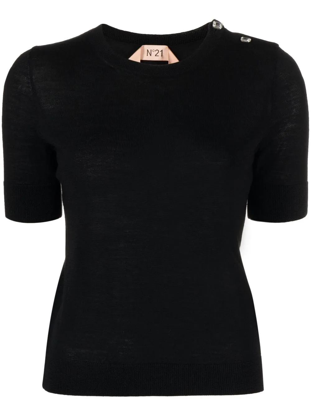 

Nº21 virgin wool short-sleeve knitted top - Black