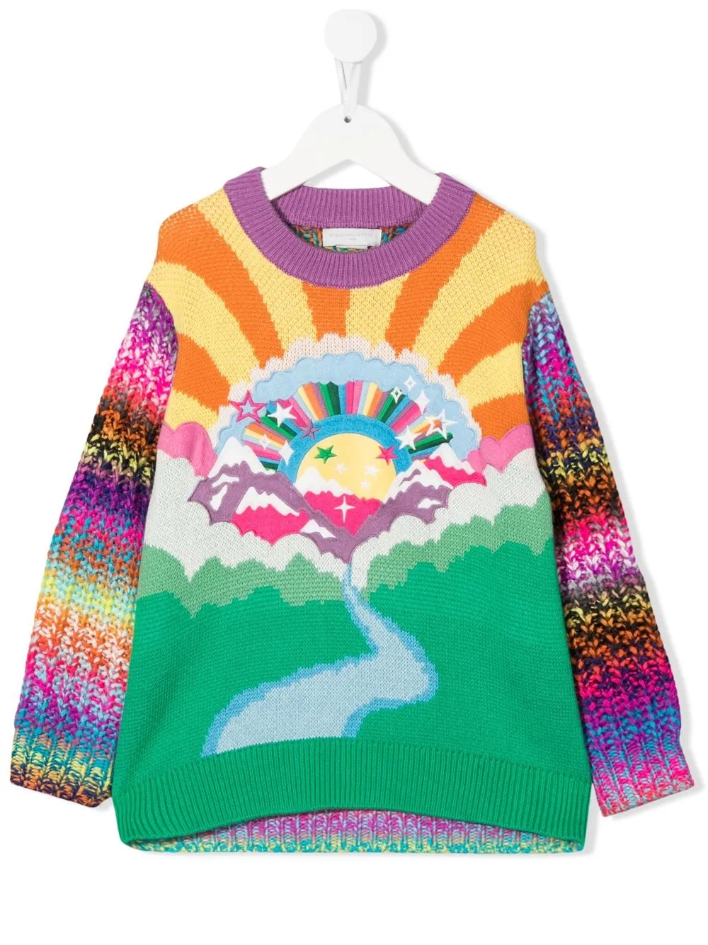 

Stella McCartney Kids Rainbow-embroidered crew-neck jumper - Green