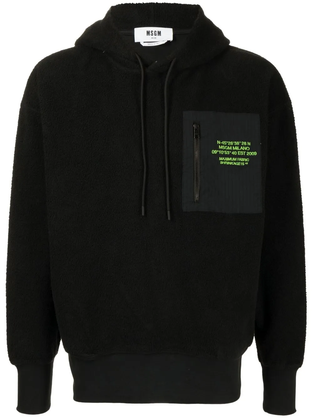 

MSGM zip-pocket fleece hoodie - Black