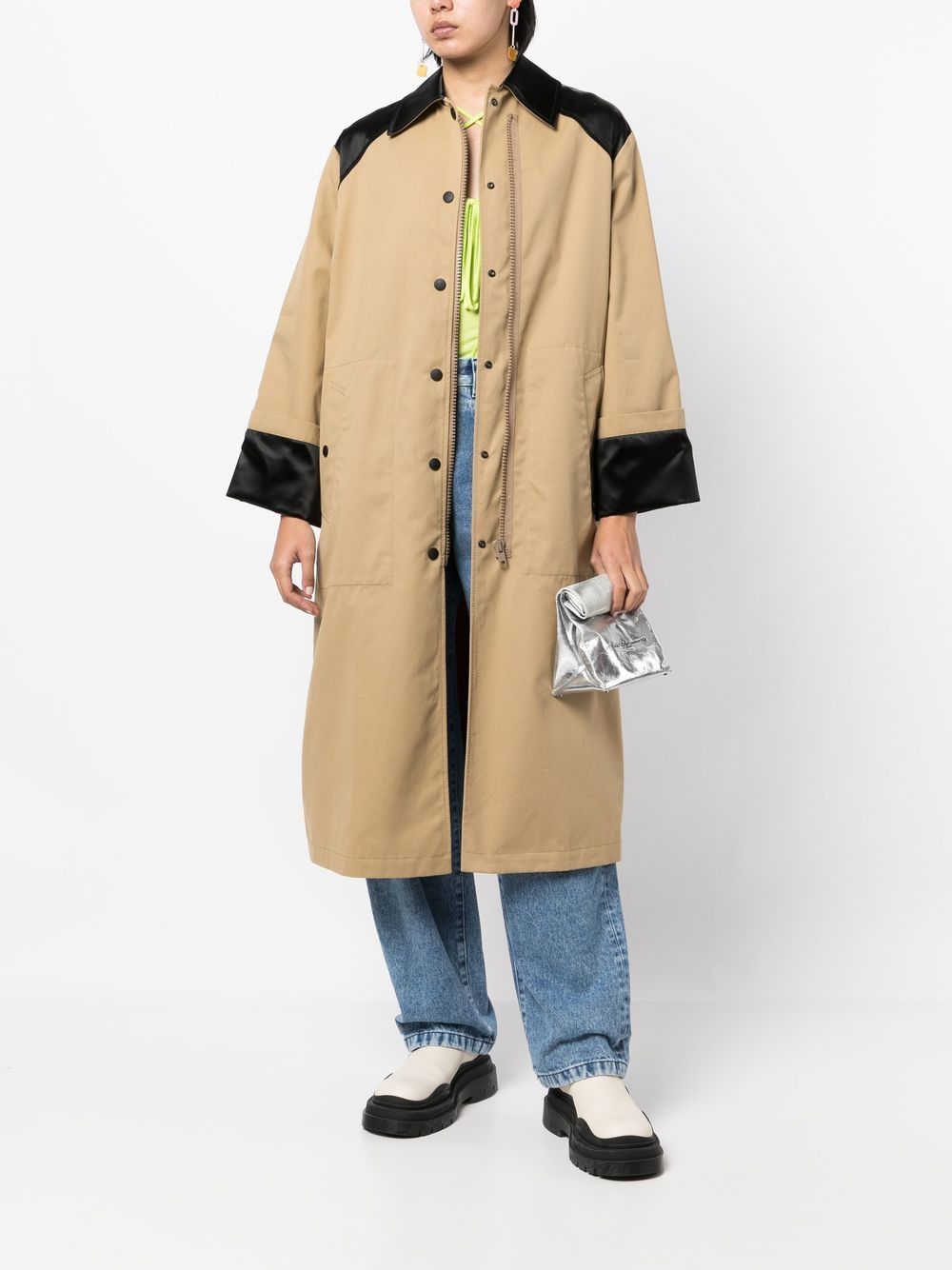 MSGM Trenchcoat met satijnen vlak - Bruin