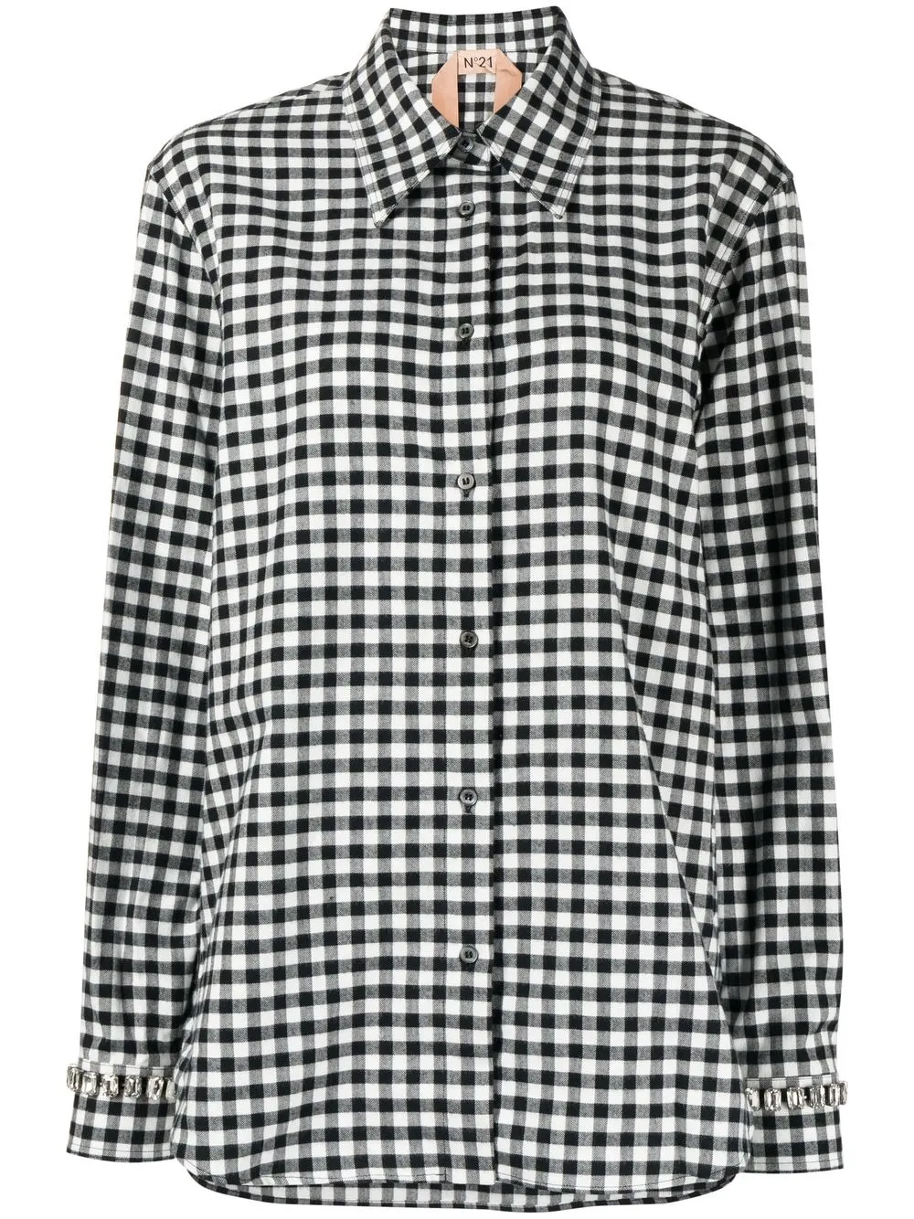 

Nº21 camisa manga larga con motivo de cuadros gingham - Negro