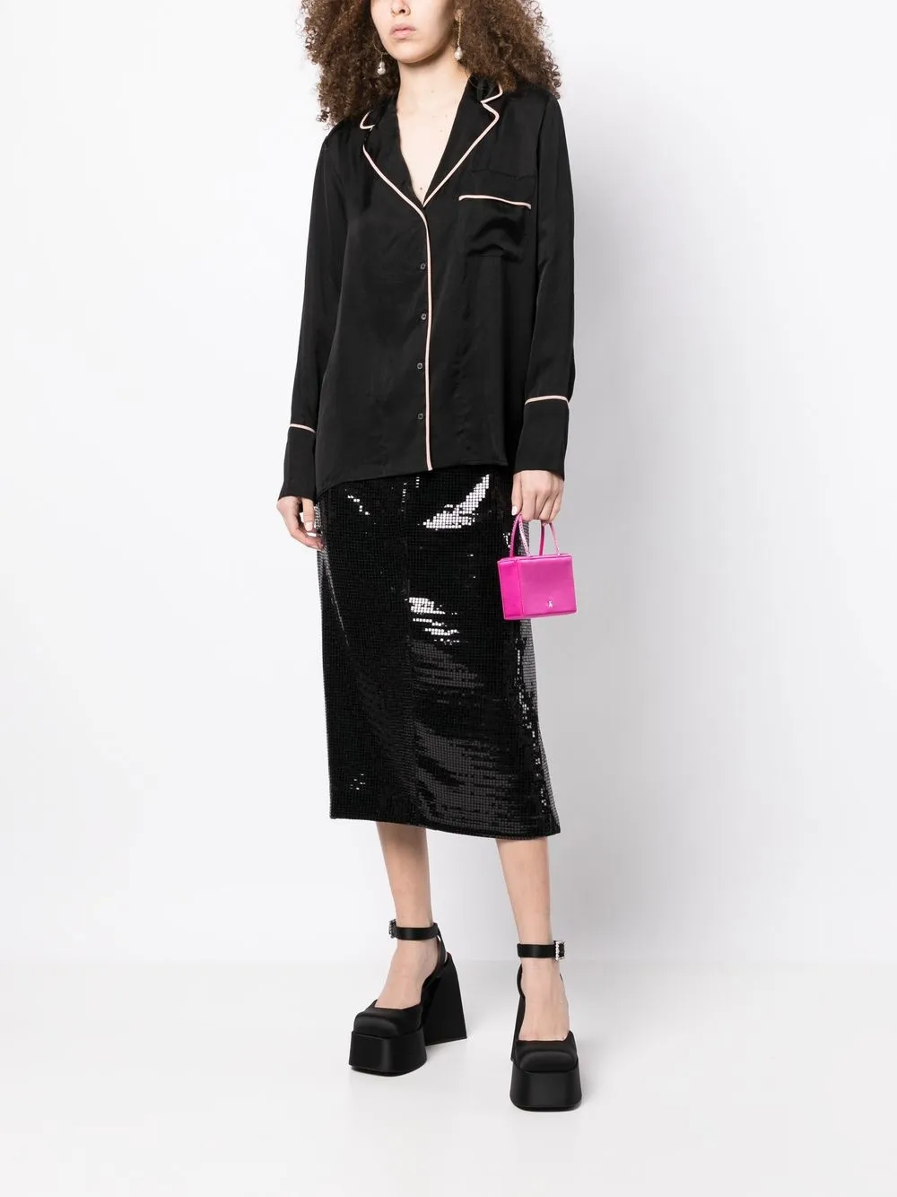Nº21 Pyjamashirt met gekerfde kraag - Zwart