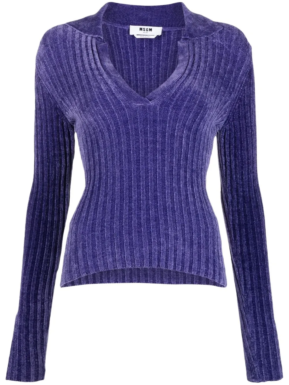 

MSGM spread-collar velvet top - Purple