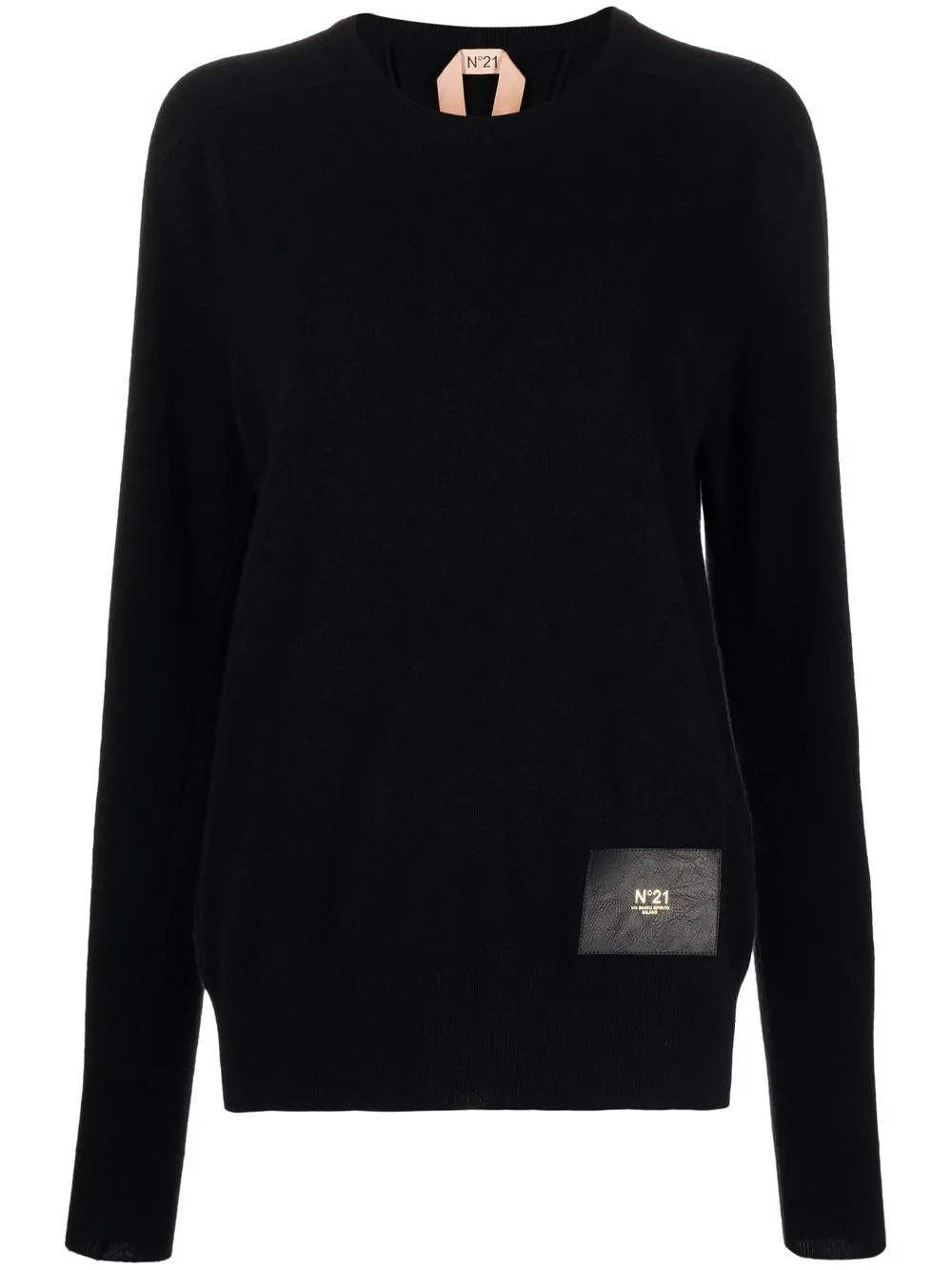 

Nº21 logo-patch wool jumper - Black