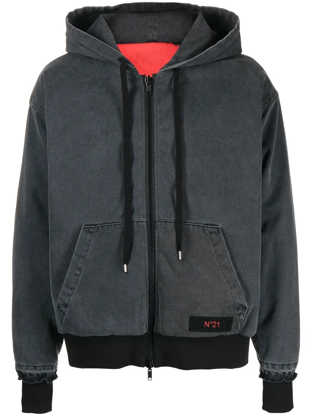 

Nº21 graphic-print hooded jacket - Grey