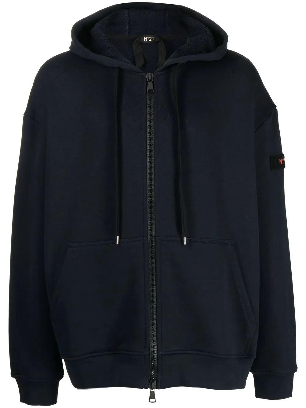 

Nº21 logo-patch zip-up hoodie - Blue