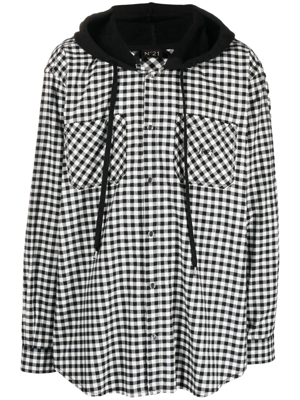 

Nº21 checked hooded shirt - Black