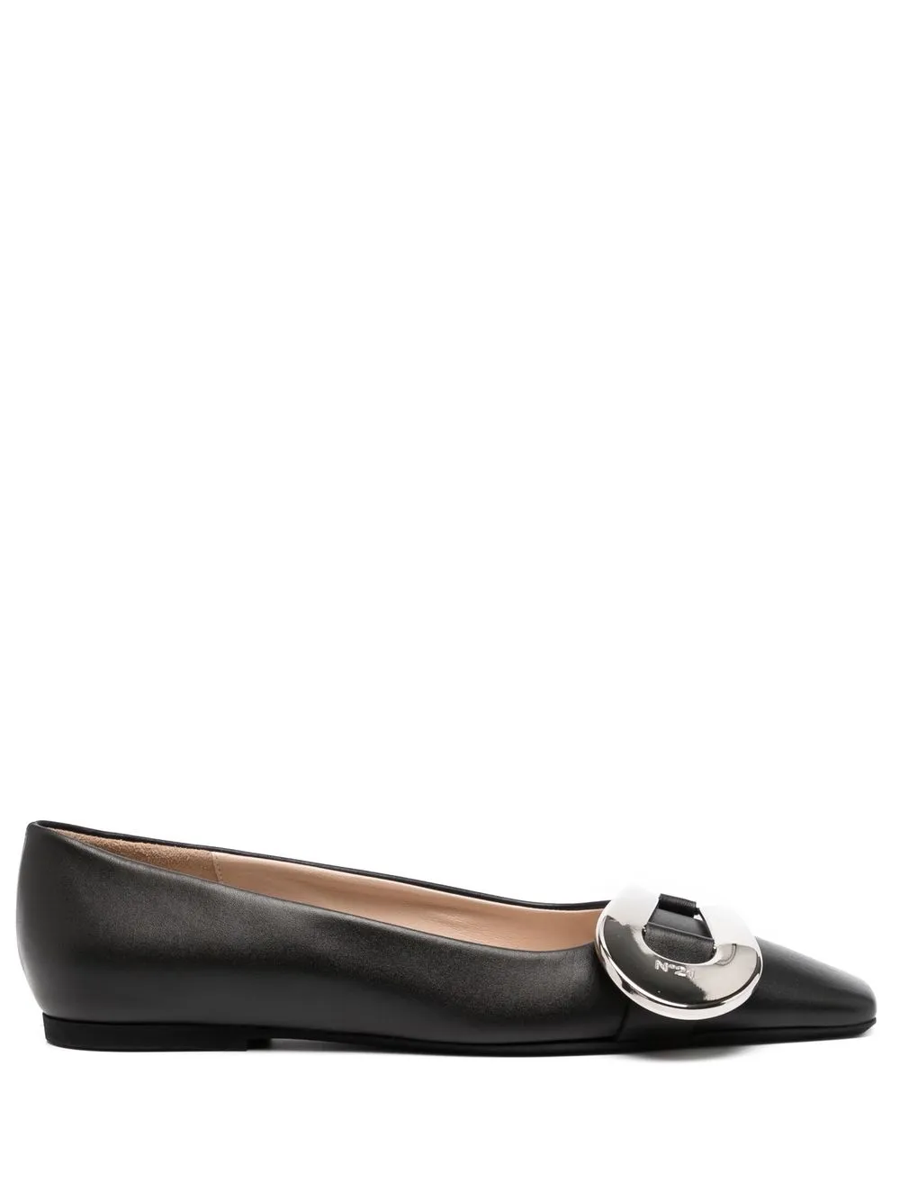 

Nº21 buckle-detail leather ballerina pumps - Black