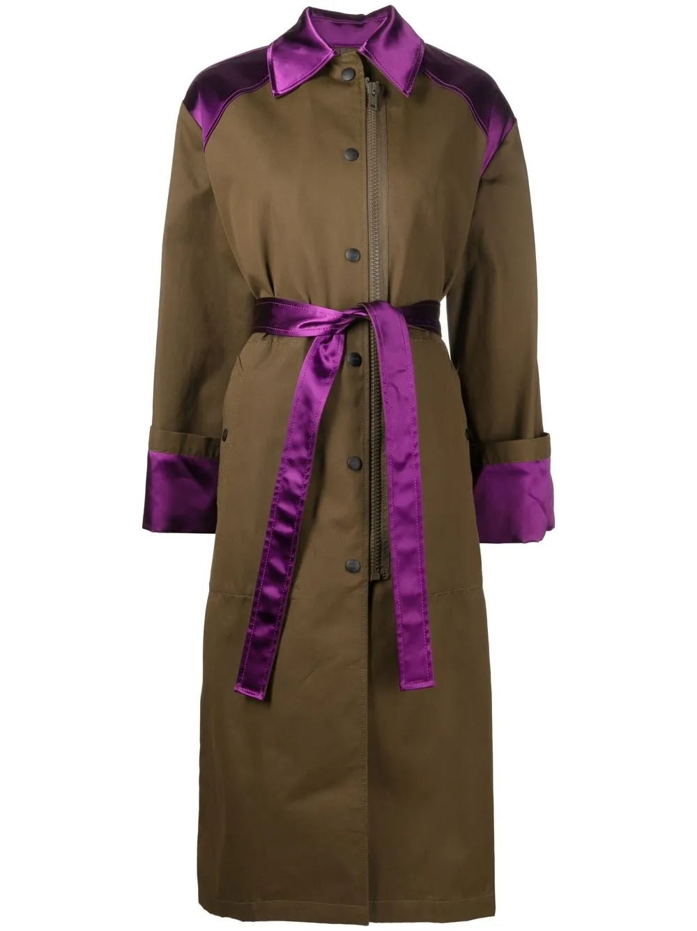 

MSGM cotton colour-block trench coat - Brown