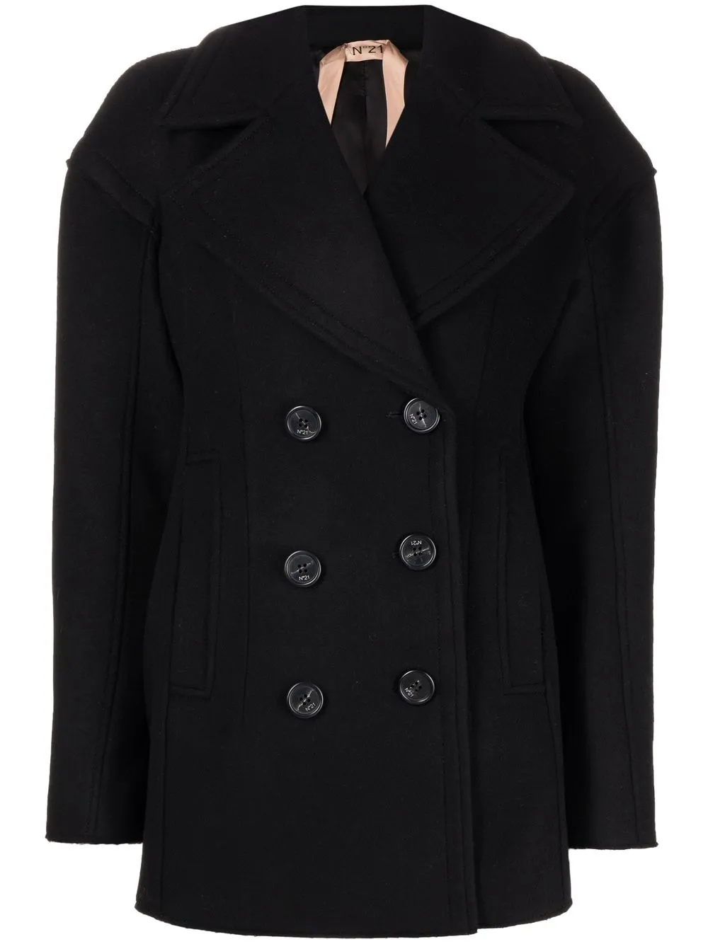 

Nº21 double-breasted virgin wool-blend coat - Black