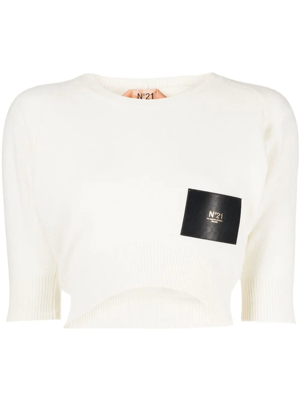 

Nº21 logo-patch cropped virgin-wool jumper - Neutrals