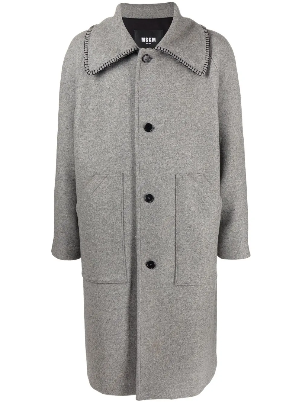 

MSGM single-breasted felted wool coat - Grey