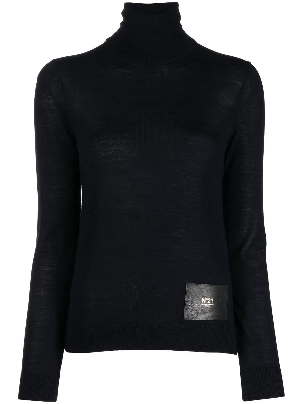 

Nº21 logo-patch roll neck jumper - Blue