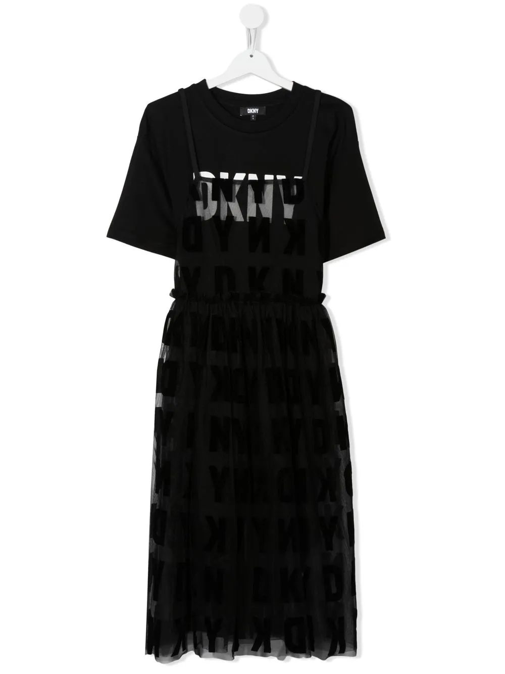 

Dkny Kids vestido a capas con logo estampado - Negro