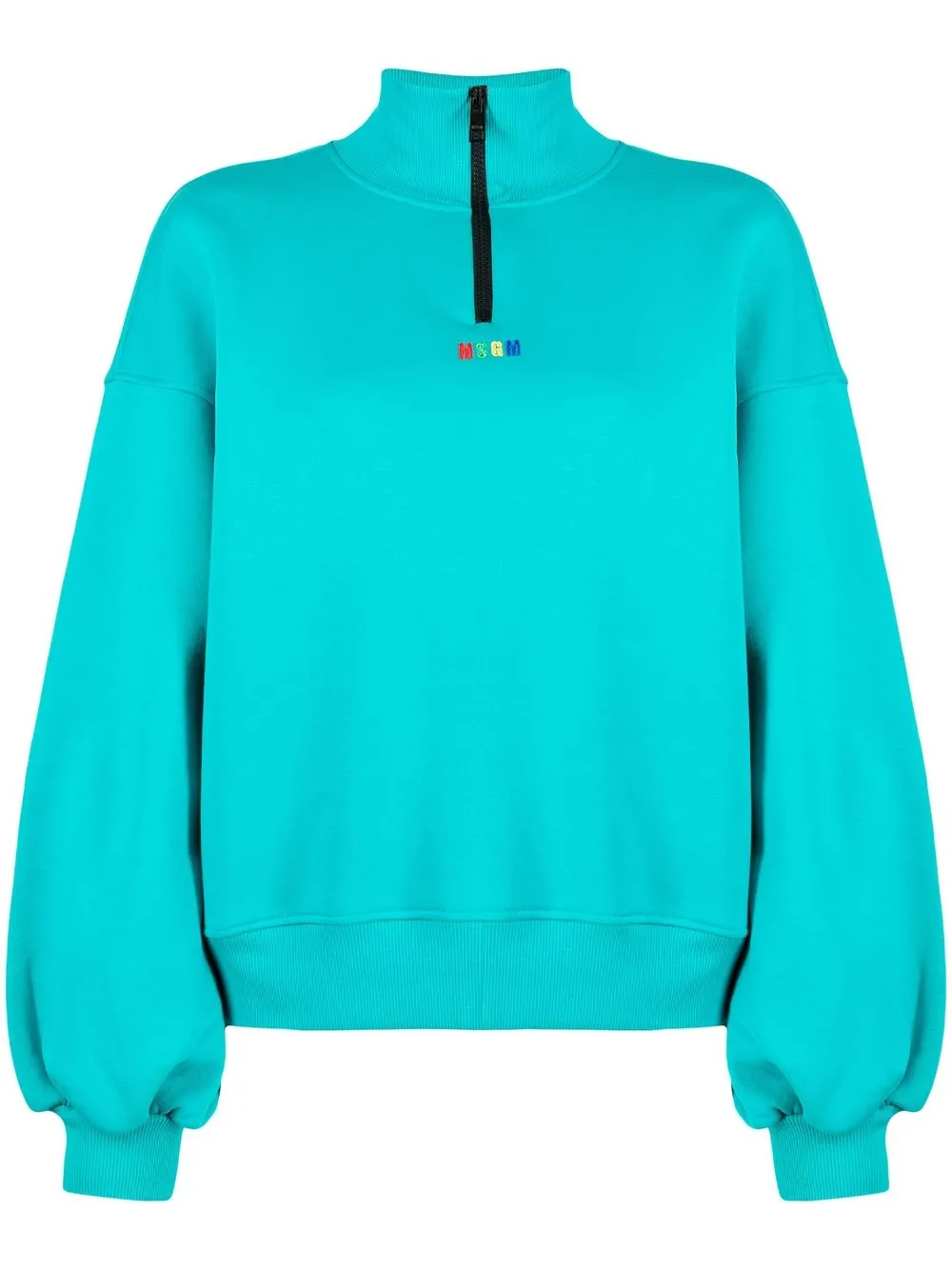 

MSGM embroidered-logo half-zip sweatshirt - Green