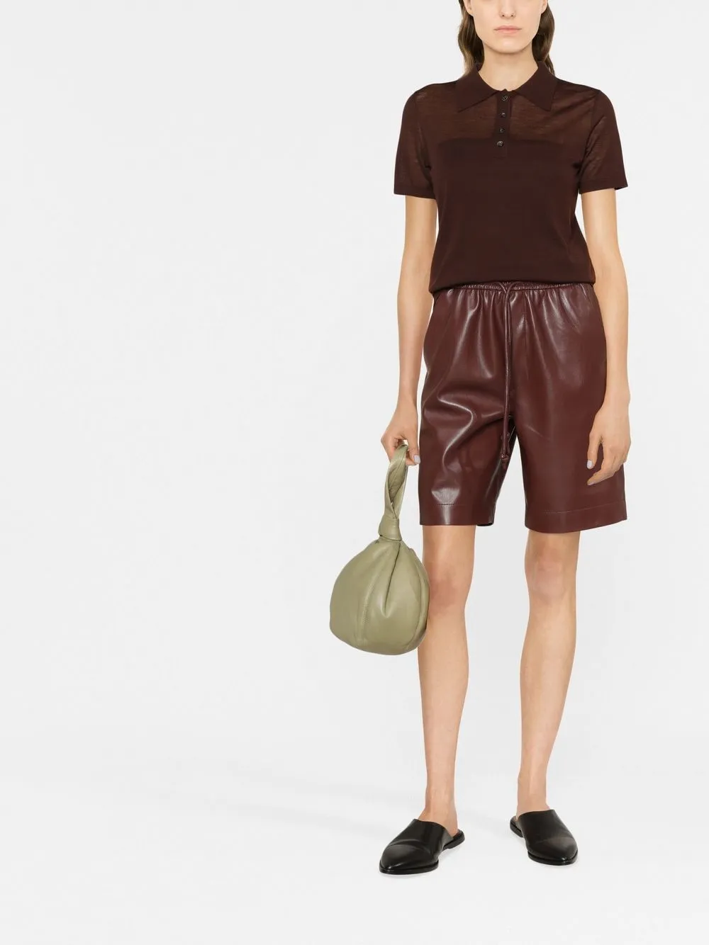 Nanushka Fijngebreid poloshirt - Bruin