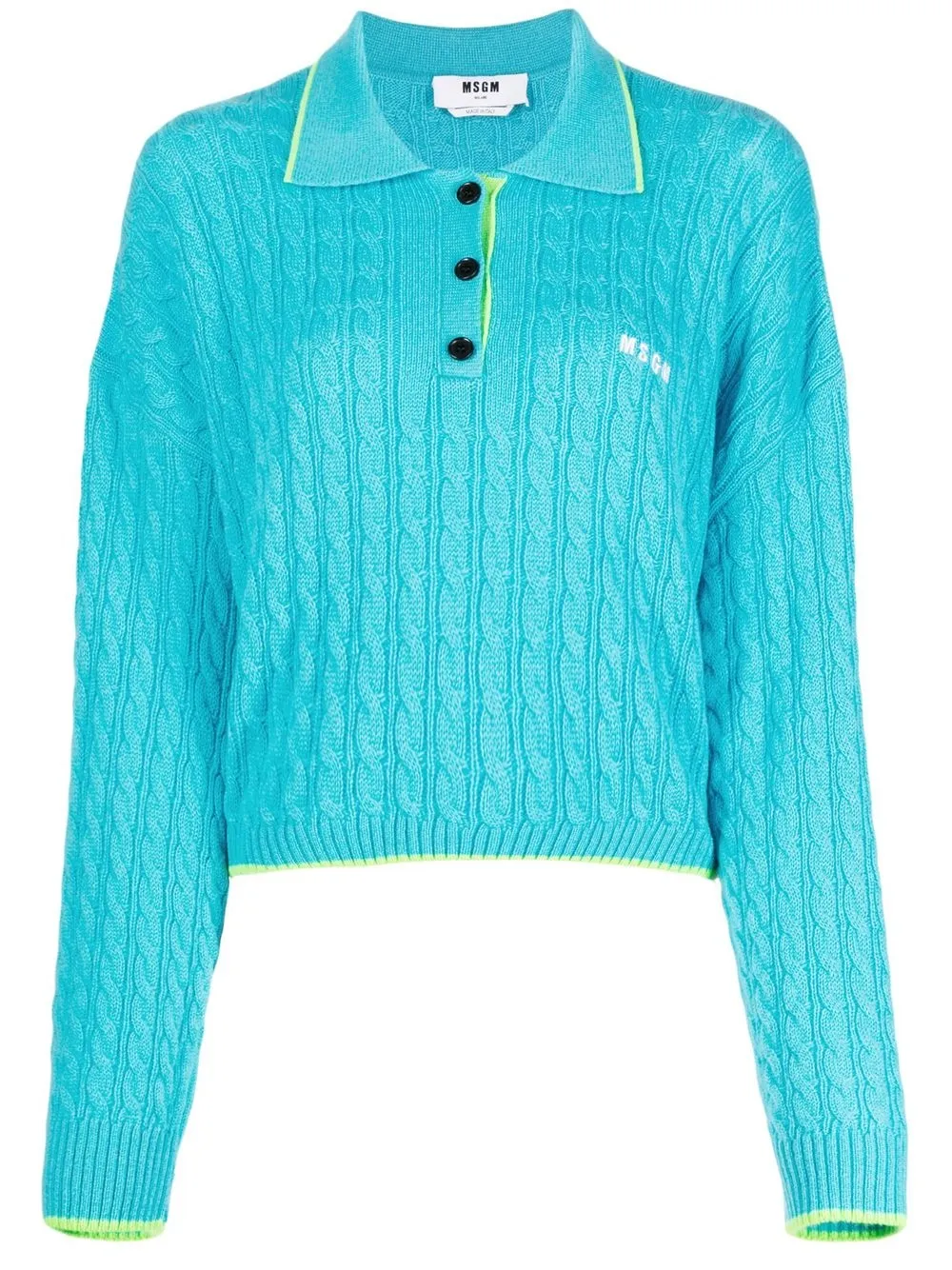 

MSGM spread-collar cable-knit jumper - Blue