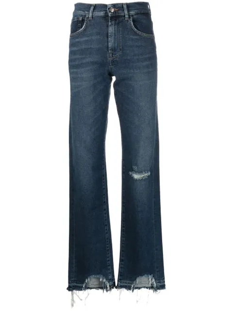 distressed straight-leg jeans