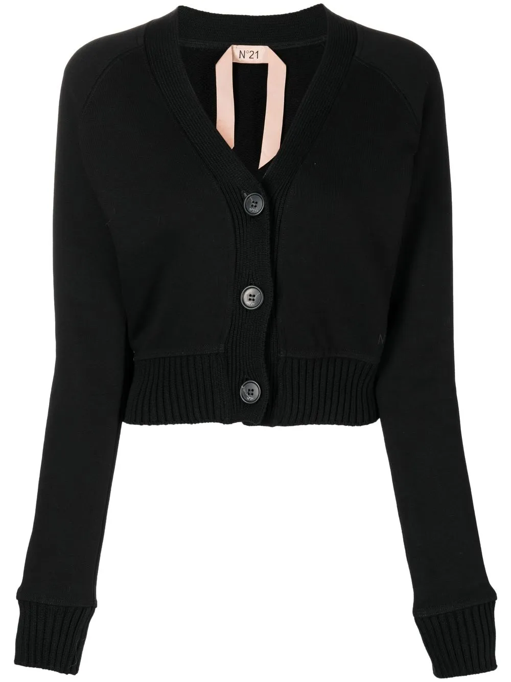 

Nº21 embroidered-logo V-neck cardigan - Black