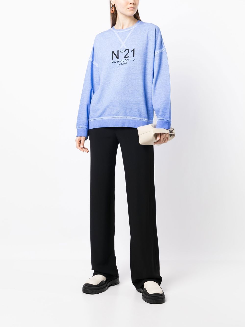 Nº21 Sweater met logoprint - Blauw