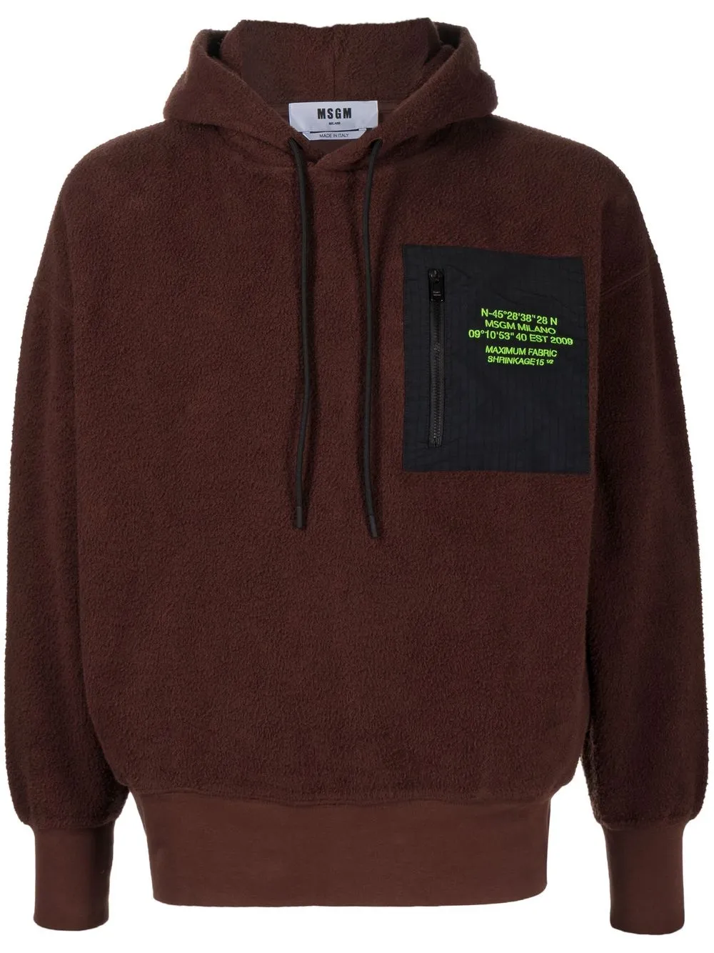 

MSGM zip-pocket pullover hoodie - Brown