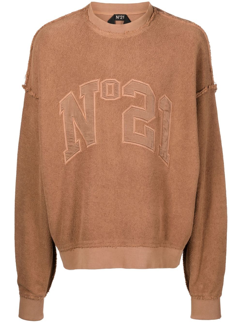 

Nº21 Logo-Appliqué cotton sweatshirt - Brown