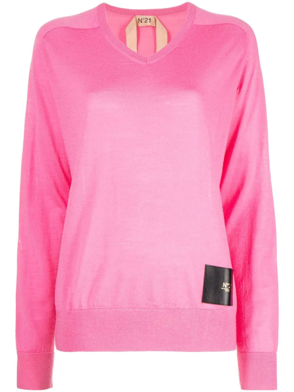 

Nº21 logo-patch virgin-wool jumper - Pink