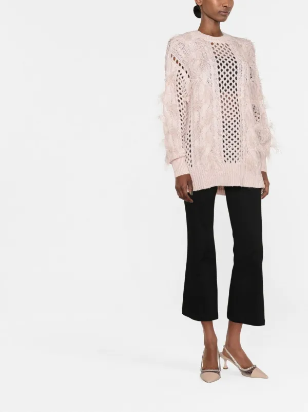 TWINSET ostrich-feather-trimmed Jumper 
