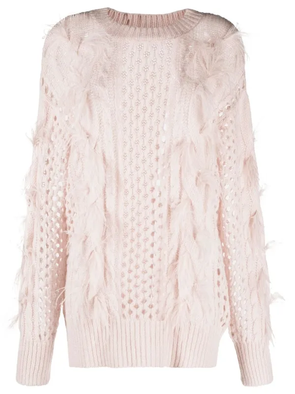 TWINSET ostrich-feather-trimmed Jumper 