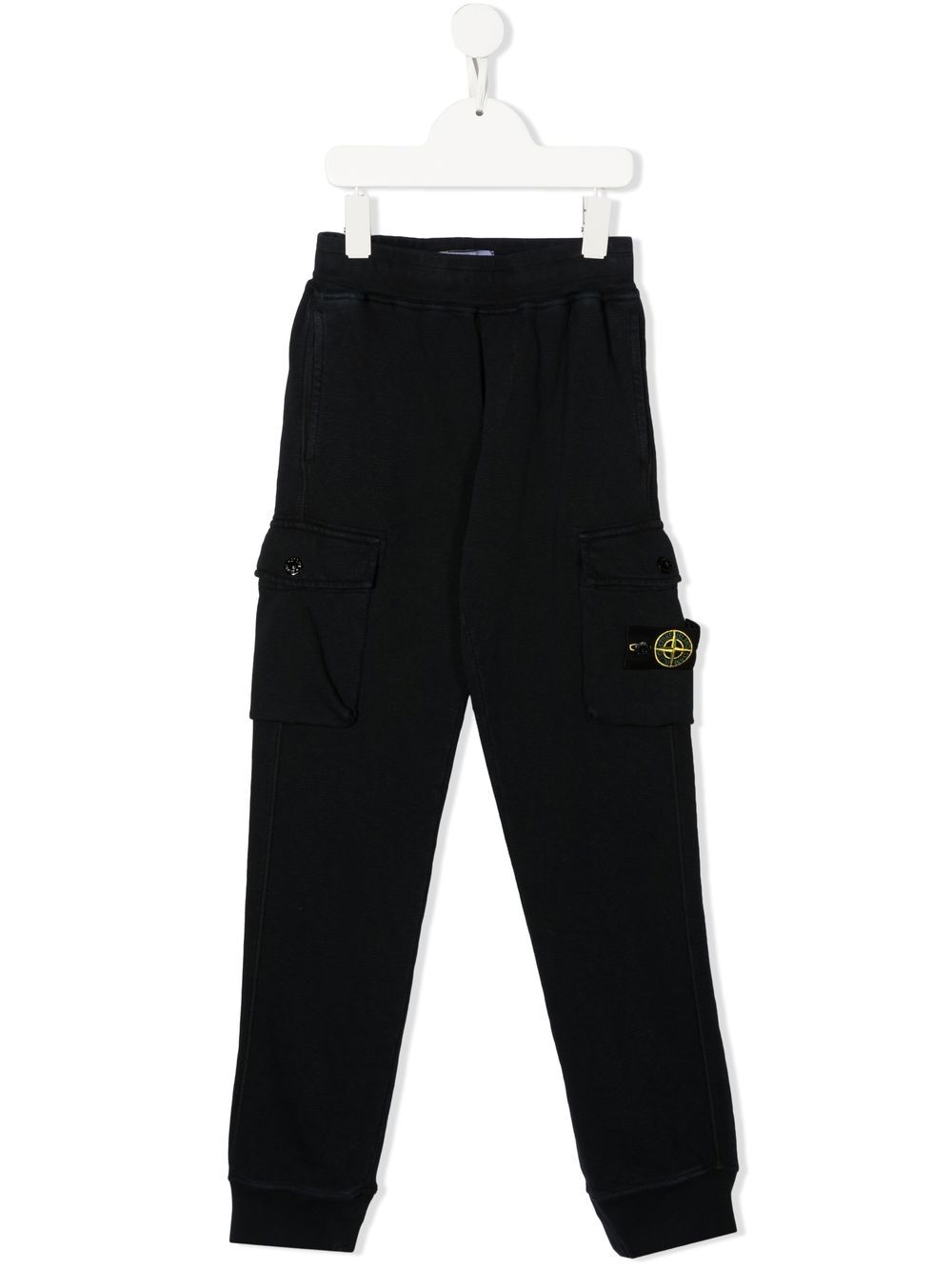 Image 1 of Stone Island Junior side logo-patch detail trousers