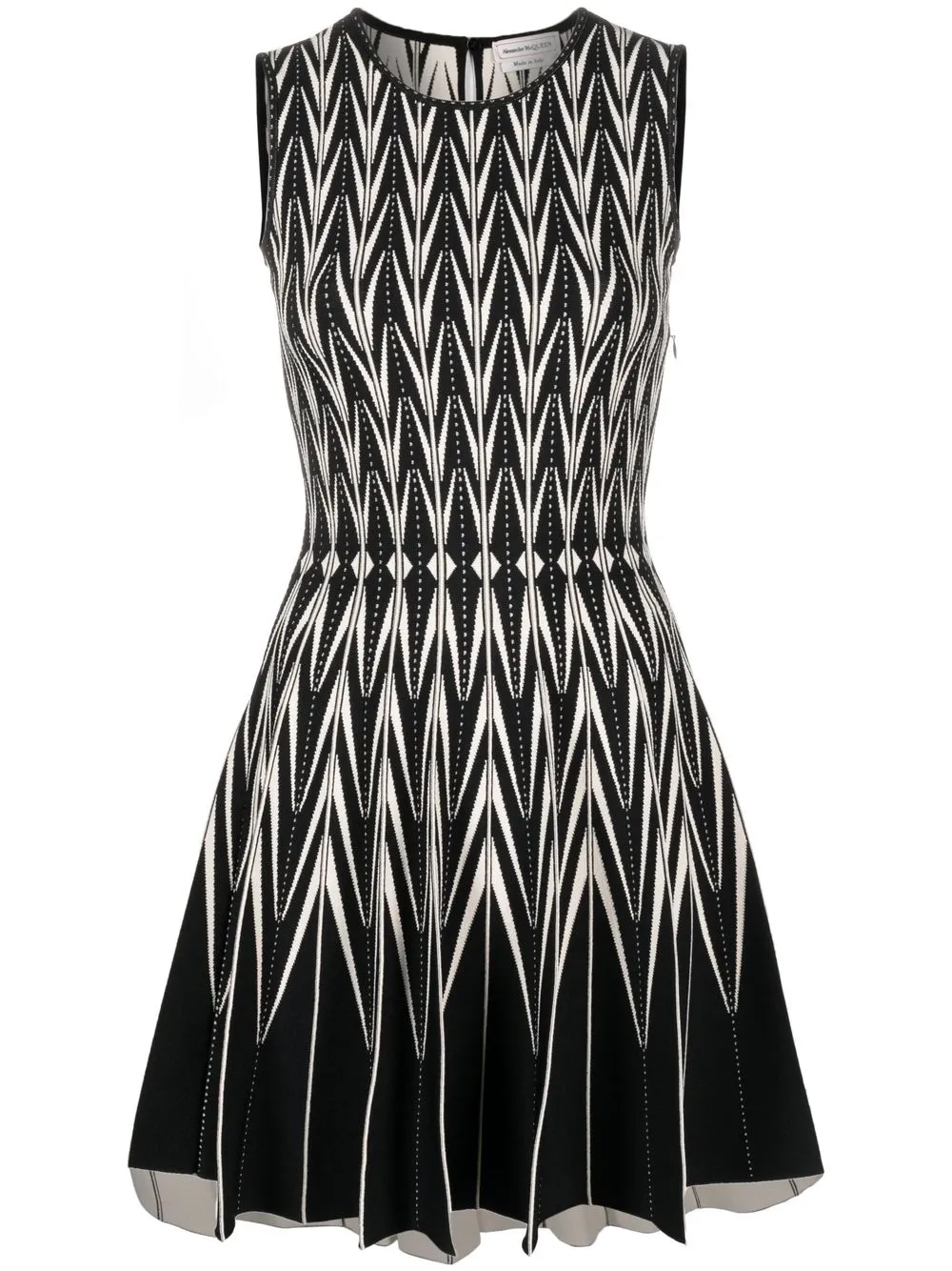 Alexander McQueen vestido tejido de intarsia con cinturón | negro | Image 1