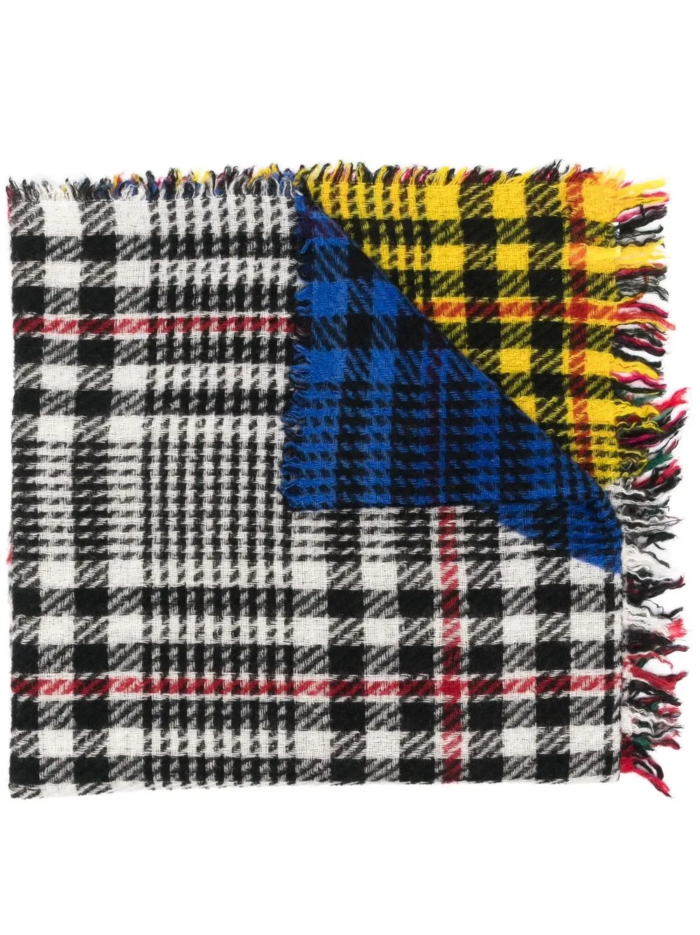 

Faliero Sarti colourblock plaid fringed scarf - Black