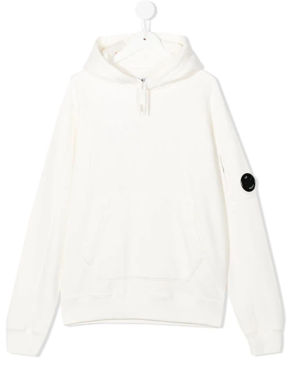 C.P. Company Kids logo-plaque cotton hoodie - White