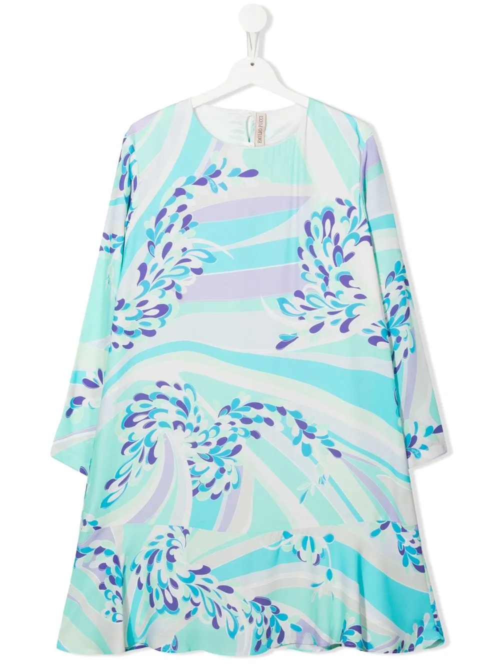 

PUCCI Junior vestido con peplum y estampado abstracto - Azul