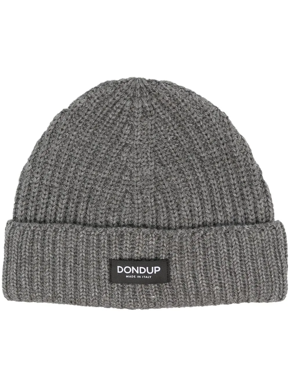 

DONDUP logo-patch ribbed-knit beanie - Grey