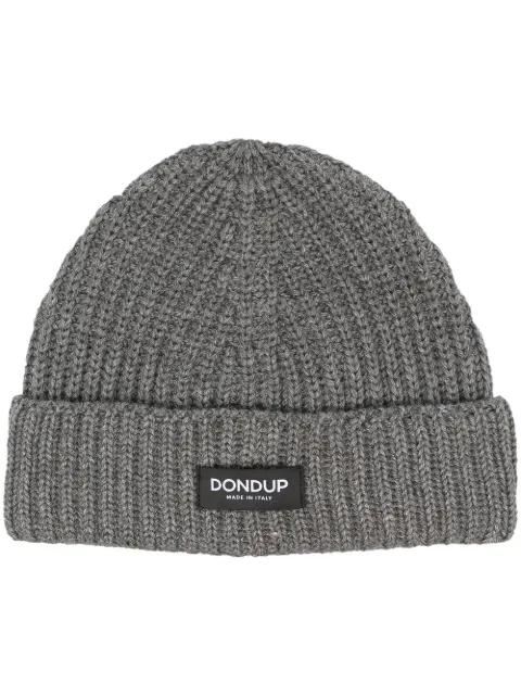 DONDUP logo-patch ribbed-knit beanie 