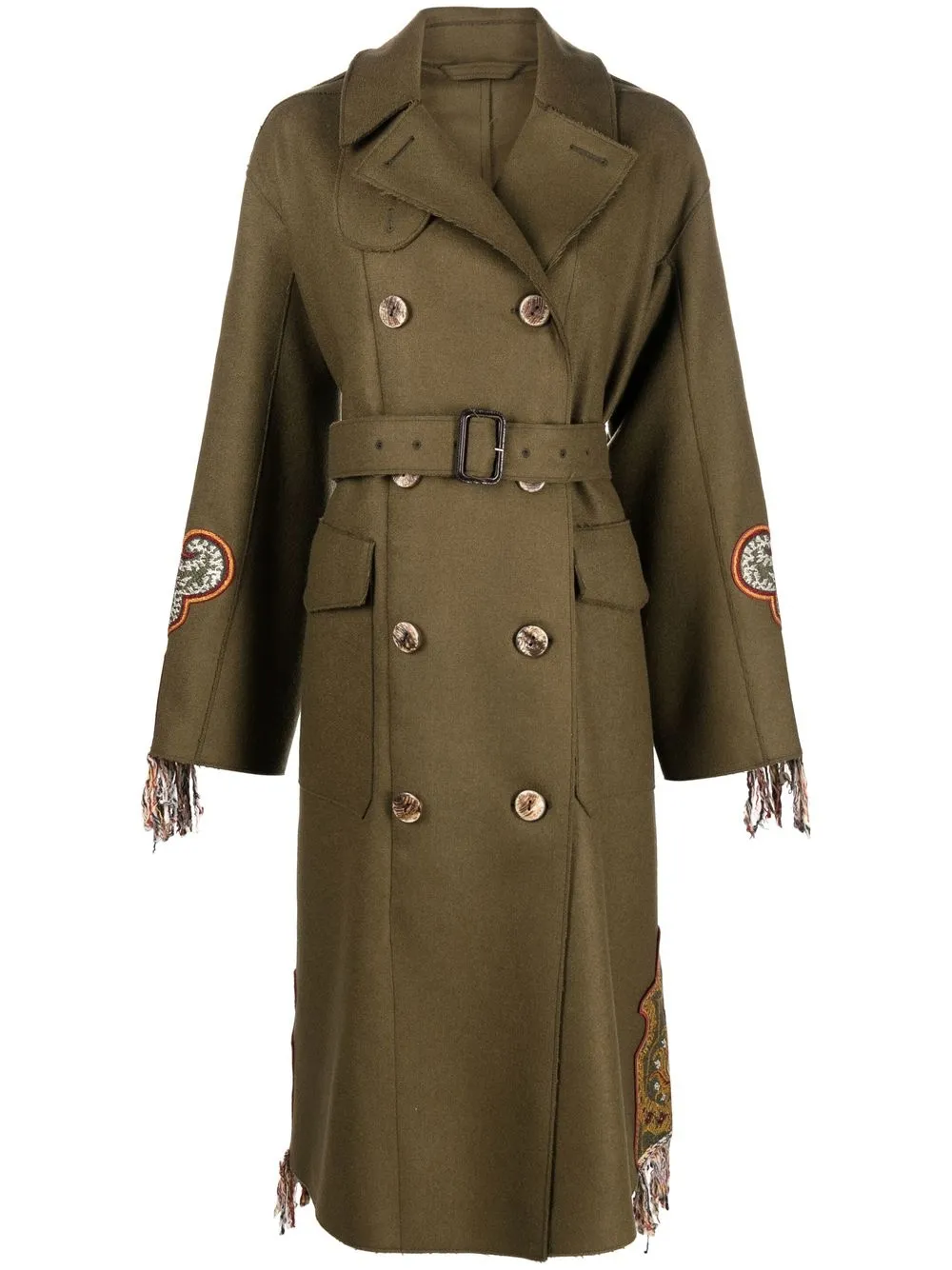 

ETRO embroidered wool trench coat - Green