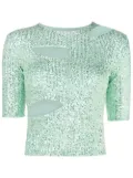 Gloria Coelho sequin-embellished cut-out top - Green