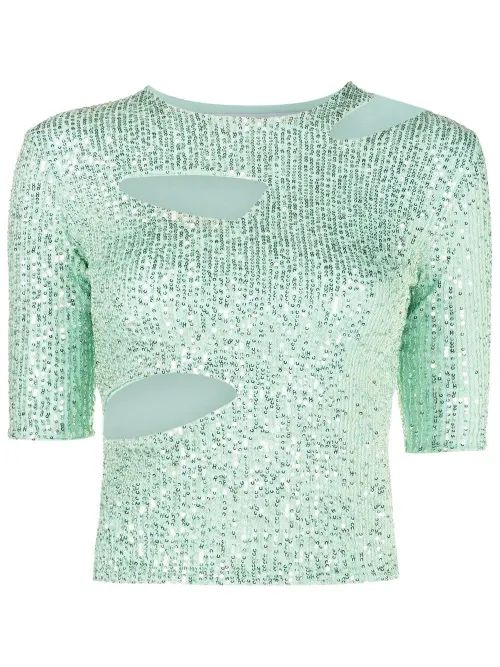 Haut brodé de sequins à découpes - Gloria Coelho - Modalova